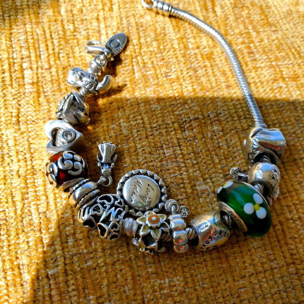 Sterling Pandora charm bracelet